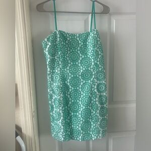 LILY PULITZER Green Floral Spaghetti Strap Dress